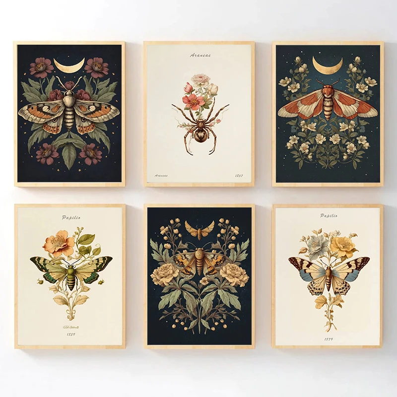 Resin Art Aesthetic - Pôster Vintage de Animais e Insetos,