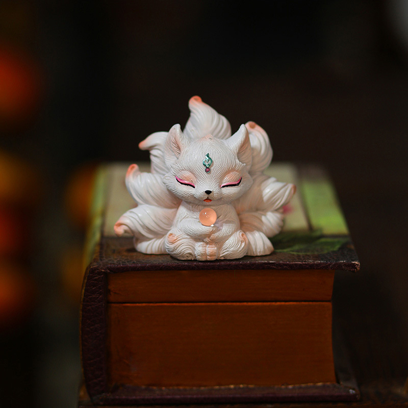 Resin Art Aesthetic - Bonito nove-cauda raposa miniaturas estátua quarto