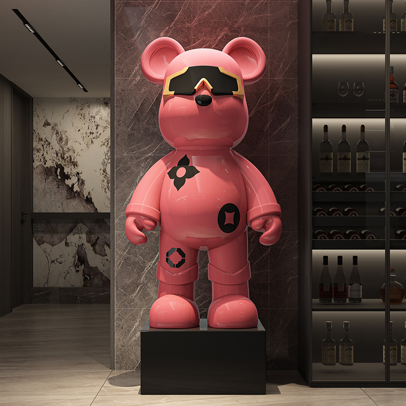 Resin Art Floor - Luz de luxo rosa urso violento