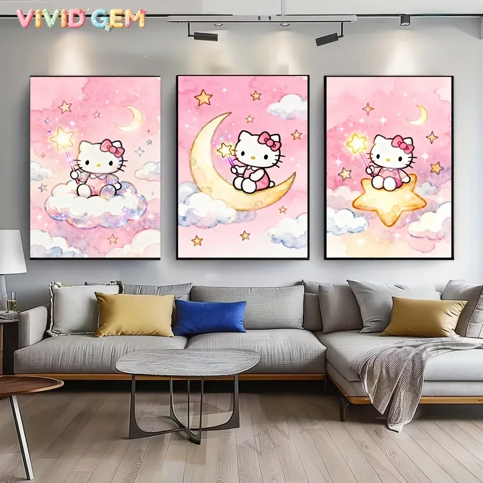 Resin Art Anime - Pintura em Diamante Hello Kitty com
