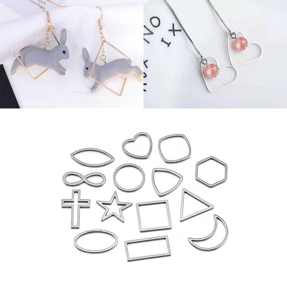 Bezels Pendant Resin - Aço inoxidável Oco Moldura Geométrica, Base