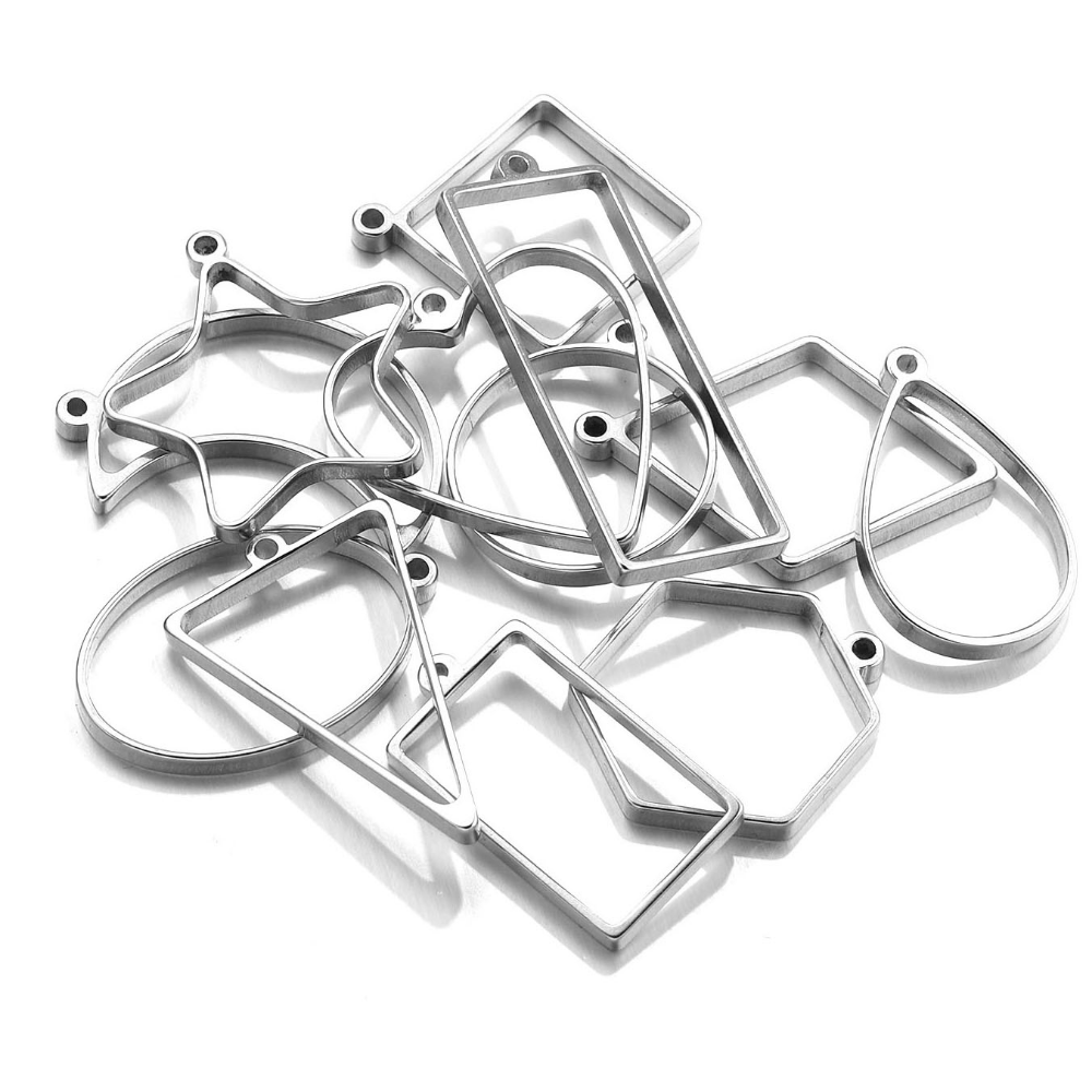 10 pçs de aço inoxidável sem d - Bezels Pendant Resin avaliação e preço