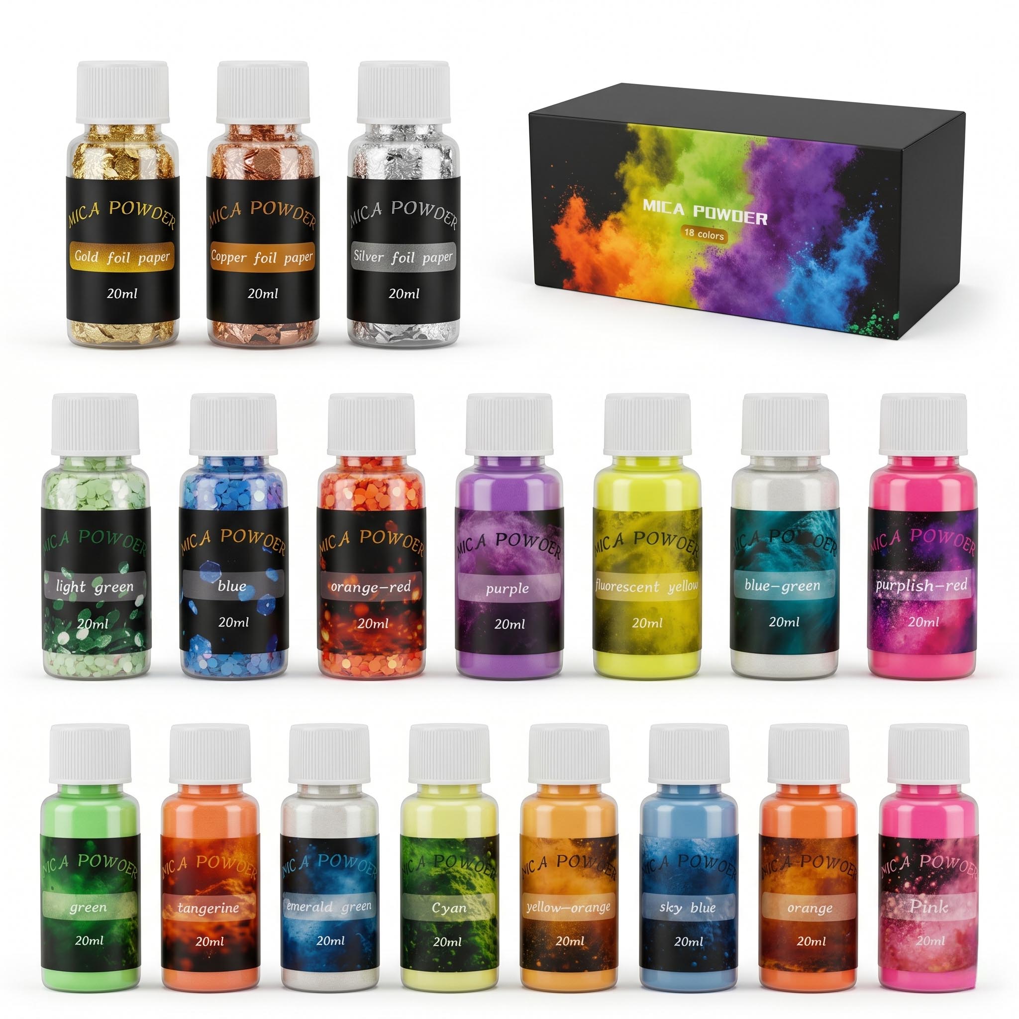 Conjunto de Pó de Mica com 18  - Mica Flake Resin avaliação e preço