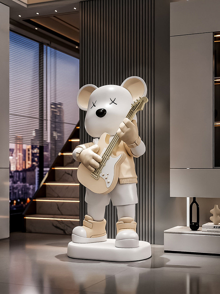 Guitarra amor urso estátua cof - Resin Art Floor avaliação e preço