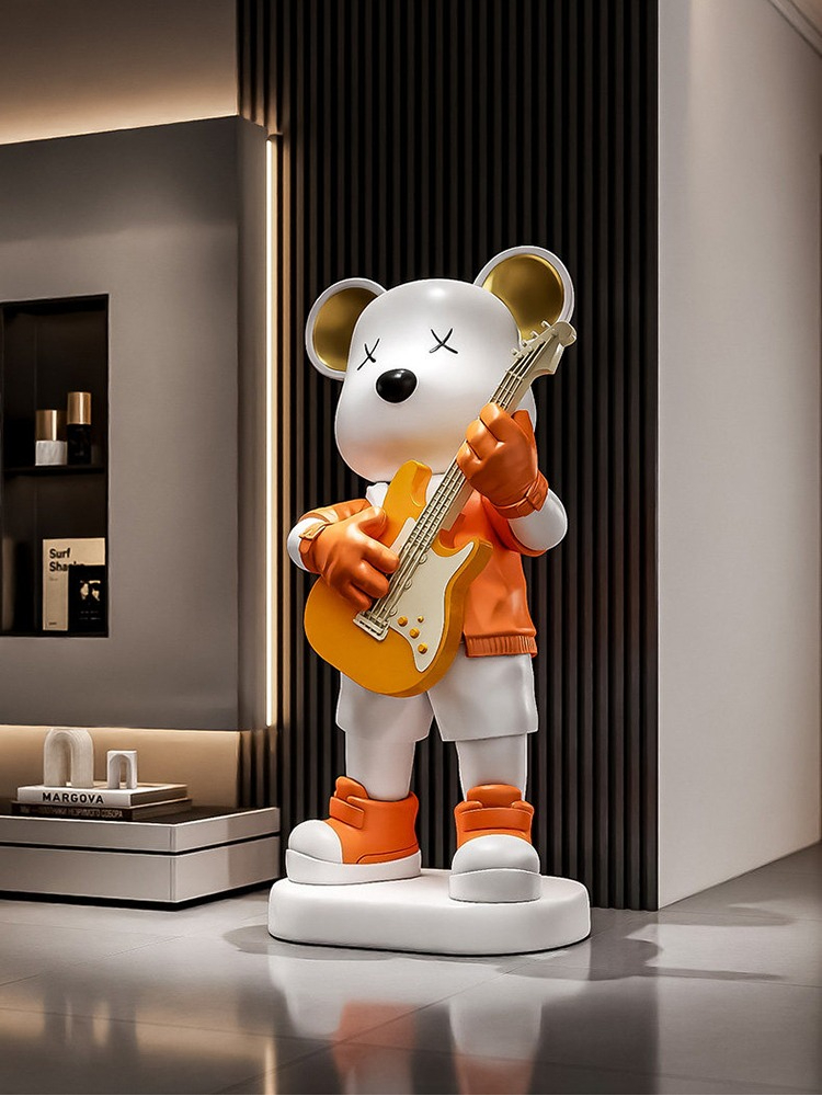 Guitarra amor urso estátua cof - Resin Art Floor avaliação e preço
