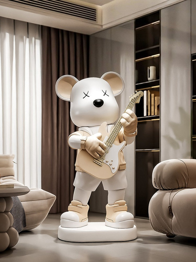 Guitarra amor urso estátua cof - Resin Art Floor avaliação e preço