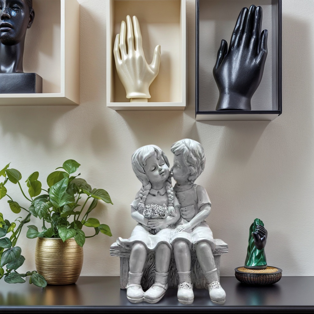 Estátua de Resina de Menino e  - Resin Art Aesthetic avaliação e preço